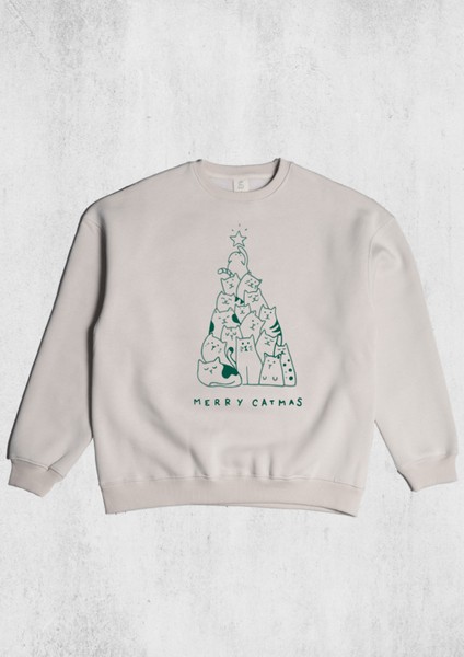 Unisex Oversize Merry Catmas Sweatshirt