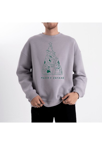 Unisex Oversize Merry Catmas Sweatshirt