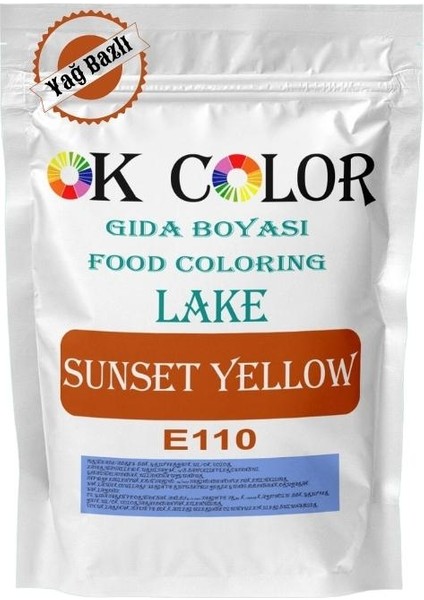 Lake Sunset Yellow E110 Turuncu Yağ Bazlı Toz Gıda Boyası 1 kg