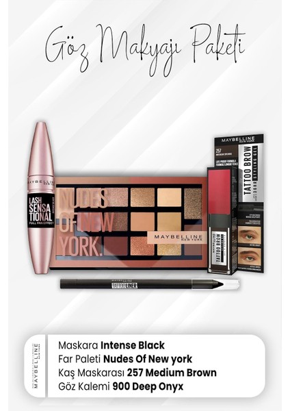 Tatto Göz Kalemi 900, Tatto Kaş Maskarası 257, Far Paleti 010 Ve Full Fan Maskara Black