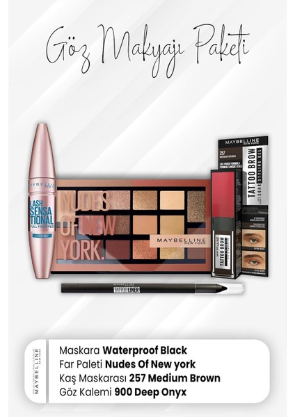 Tatto Göz Kalemi 900, Tatto Kaş Maskarası 257, Far Paleti 010 Ve Waterproof Maskara Black