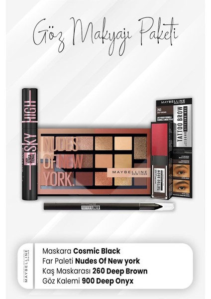 Tatto Göz Kalemi 900, Tatto Kaş Maskarası 260, Far Paleti 010 Ve Sky High Maskara Cosmic Black