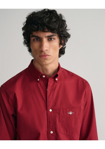 Erkek Bordo Regular Fit Düğmeli Yaka Gömlek 3000100.604 fırsatları