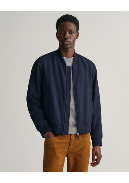 Erkek Lacivert Relaxed Fit Hakim Yaka Düz Ceket 7006357.433