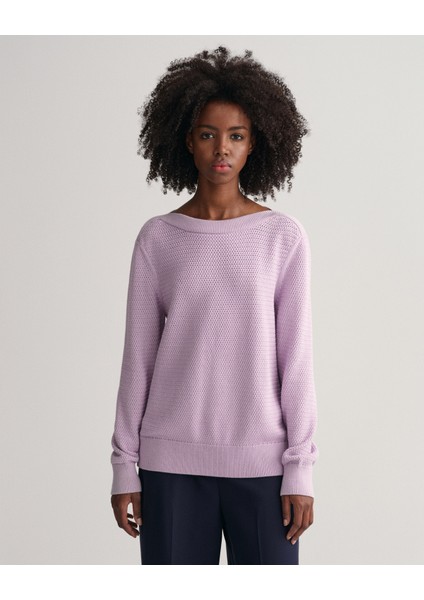 Kadın Mor Regular Fit Kayık Yaka Kazak 4804150.525