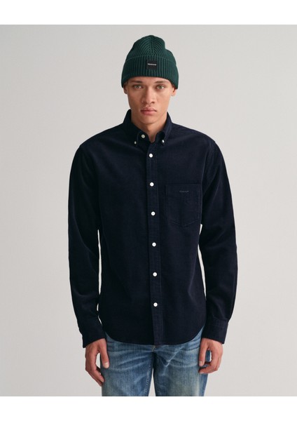 Erkek Lacivert Regular Fit Düğmeli Yaka Gömlek 3230228.433