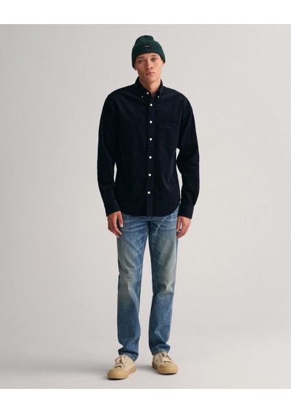 Erkek Lacivert Regular Fit Düğmeli Yaka Gömlek 3230228.433 indirimleri