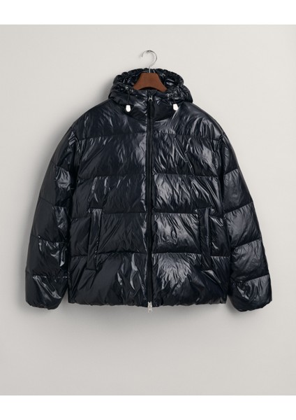 Erkek Siyah Oversize Fit Kapüşonlu Kuş Tüyü Mont 7006370.5