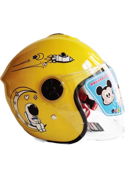 Çocuk Elektrikli Araba Akülü Araba Kaskı Erkek ve Kız Bebek Karikatür Dört Mevsim Evrensel Sevimli Işe Gidip Gelme Yarım (Yurt Dışından)