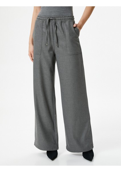 Şahika Ercümen x Koton - Beli Bağcıklı Bol Paça Pantolon modelleri