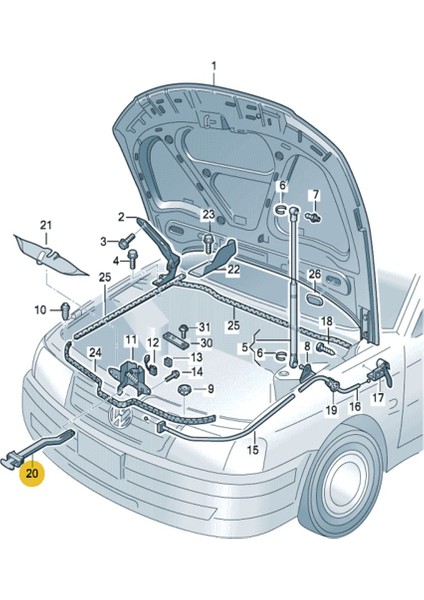 Vw Passat B5.5 2001-2005 Motor Kaput Açma Emniyet Mandalı 3B0823593D