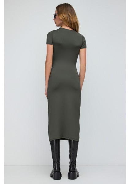 Vücudu Saran Bodycon Basic Midi Elbise