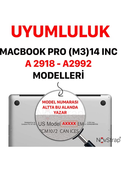 Novstrap Apple Macbook Pro 14 Inç M3/m3 Pro/m3 Max A2992 A2918 Uyumlu Kılıf Sert Parlak Koruma Kapak