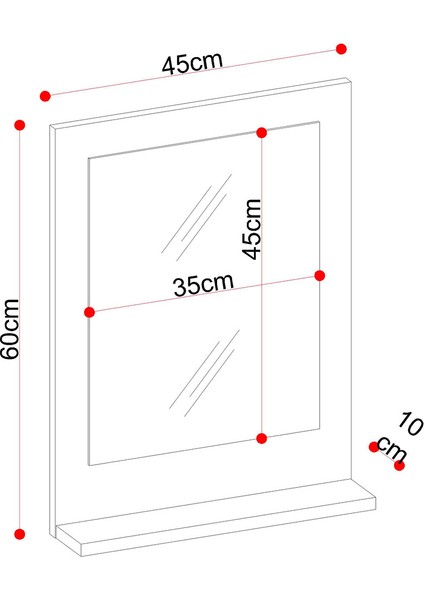 Safir Banyo Aynası, Dresuar, 60X45 Raflı Banyo Aynası fiyatları