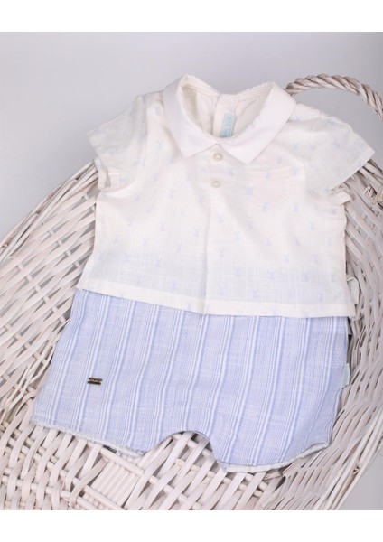 Tavşan Desenli Bebek Şortlu Tulum