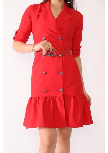 Kadın Siyah Kuşaklı Cep ve Düğme Detaylı Ofis Elbise ES166 fiyatları