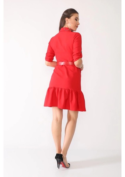 Kadın Siyah Kuşaklı Cep ve Düğme Detaylı Ofis Elbise ES166 fırsatları