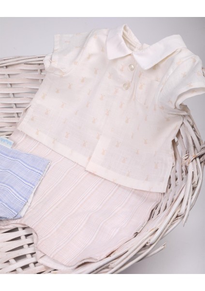 Tavşan Desenli Bebek Şortlu Tulum