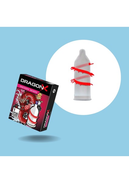 Tırtıklı ve Özel Dış Uyarımlı Prezervatif Dragon Southern Condom