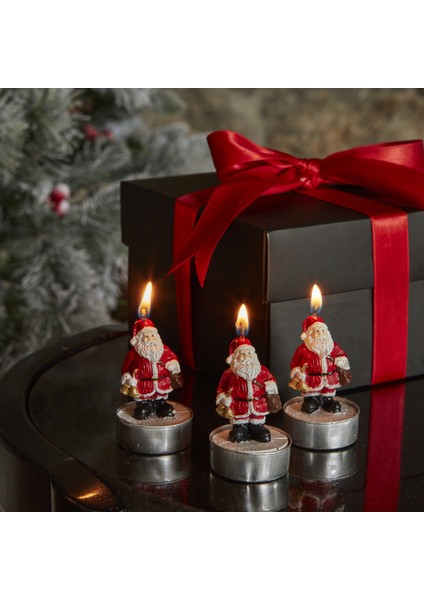 Karaca Home New Year Yılbaşı 24 Santa 3'lü Tealight Mum 18,5x6,7 cm