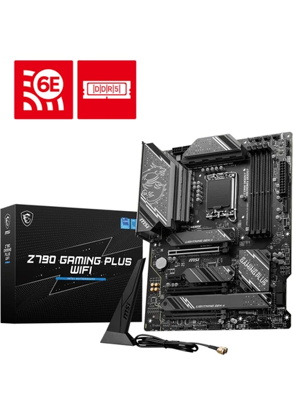 MB Z790 GAMING PLUS WIFI SOKET 1700 DDR5 7200MHZ(OC) PCI-E Gen5 M.2 USB3.2 DP HDMI 1x2.5G LAN WI-FI 6E ATX