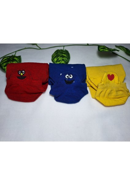 3 Çift Unisex Renkli Emoji Desenli Patik Çorap