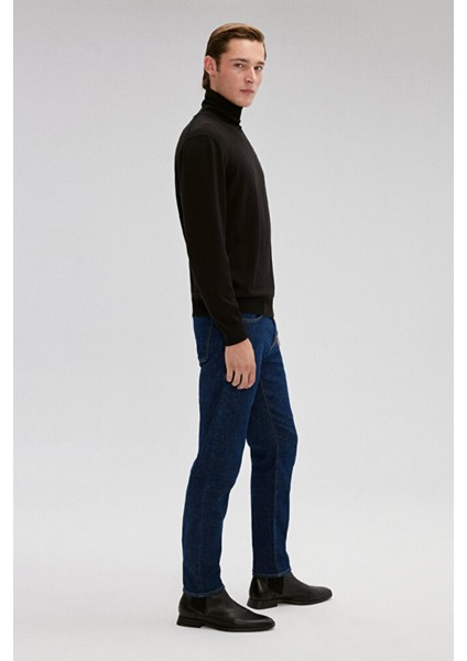 M0710127-900-Fw Boğazlı Kazak Siyah Erkek Kazak modelleri