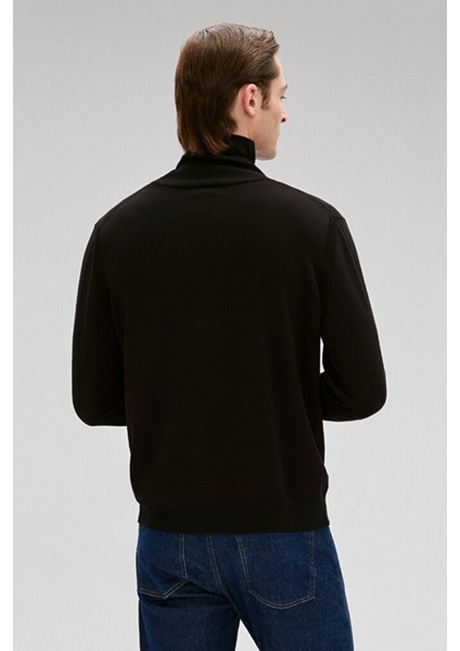 M0710127-900-Fw Boğazlı Kazak Siyah Erkek Kazak fırsatları