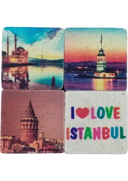 Istanbul Temalı Dörtlü Taş Magnet