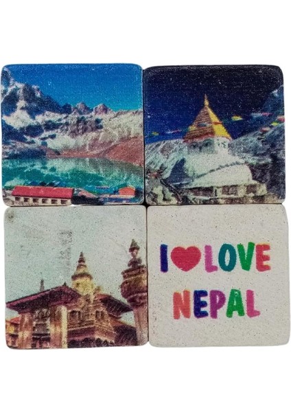 Nepal Temalı Dörtlü Taş Magnet