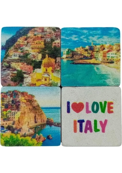 Italya Temalı Dörtlü Taş Magnet