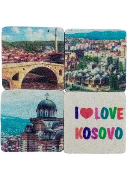 Kosova Temalı Dörtlü Taş Magnet