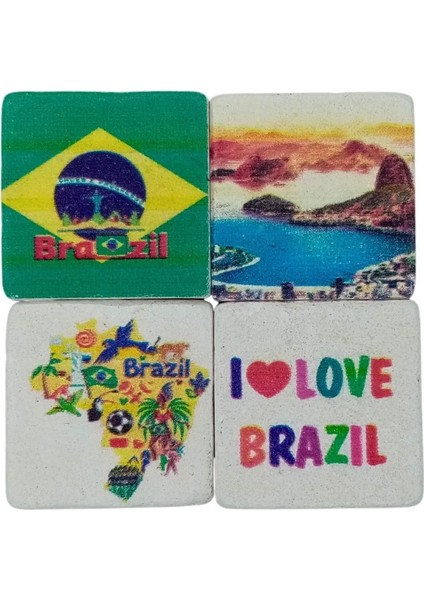Brezilya Temalı Dörtlü Taş Magnet