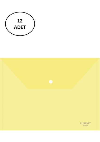 Çıtçıtlı Dosya A4 Şeffaf Sarı 12 Adet