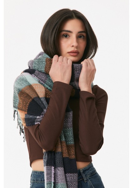 Ekose Desenli Yumuşak Dokulu Şal