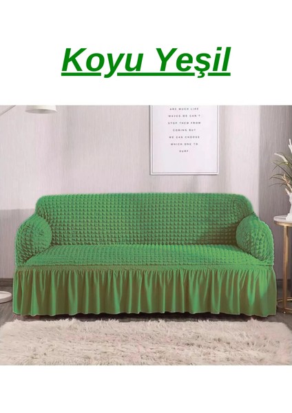 Bürümcük 3 Kişilik Koltuk Örtüsü. Etekli Streç Esnek Lastikli Çekyat Kanepe Kılıfı