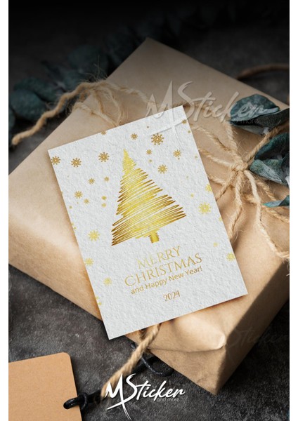 Yılbaşı Hediye Kartı 16 Adet Arkasına Not Yazılabilir Yeni Yıl Tebrik Kartı Özel Dokulu Kağıt modelleri