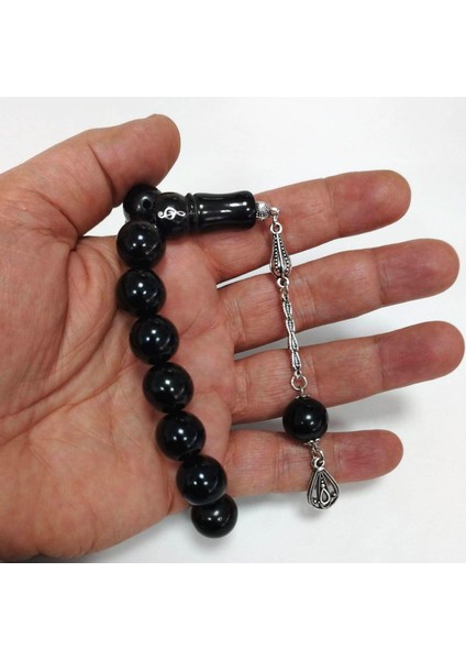 Sol Anahtarı Desenli Oltu Taşı Efe Maskot Tesbih