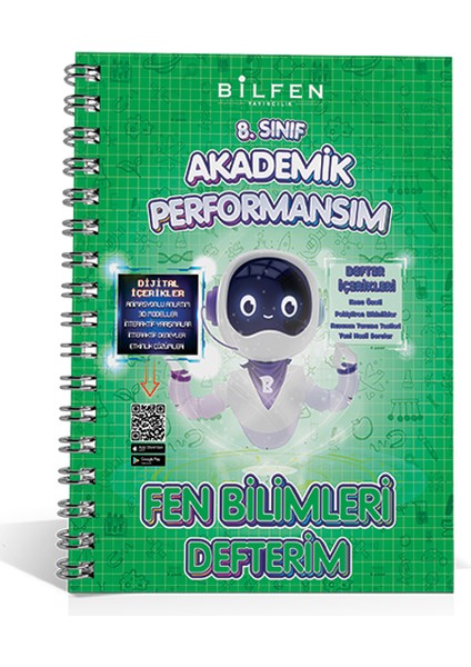 8. Sınıf Akademik Performansım Matematik - Türkçe - Fen Bilimleri Defterim Seti 3'lü modelleri