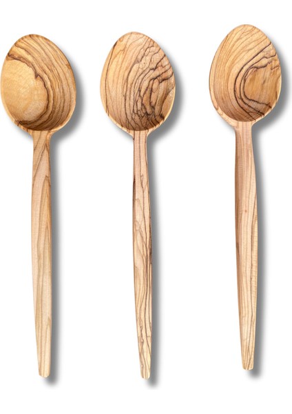 Doğal Zeytin Ağacından El Ile Üretilmiş 3lü Ahşap Tahta Kaşık Seti 31CM fiyatları
