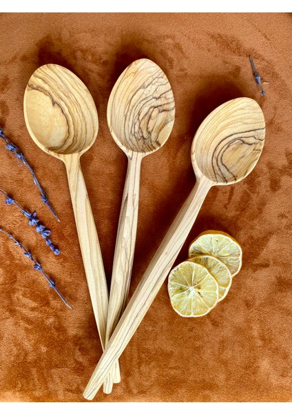 Doğal Zeytin Ağacından El Ile Üretilmiş 3lü Ahşap Tahta Kaşık Seti 31CM modelleri