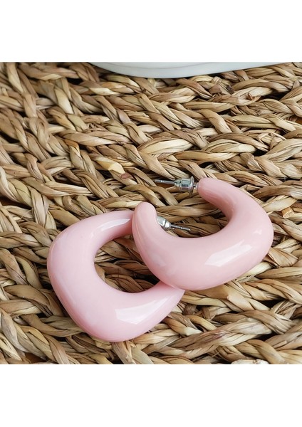 Luxury Style Şeker Pembe Trend Bijuteri Küpe