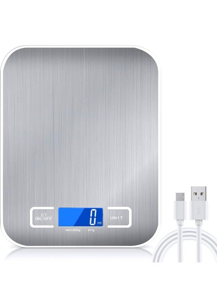 Mutfak Paslanmaz Çelik Için LCD Ekranlı Akıllı Dijital Terazi, 5KG/11LB, Çok Fonksiyonlu Gıda Terazisi, Şarj Edilebilir (Yurt Dışından)