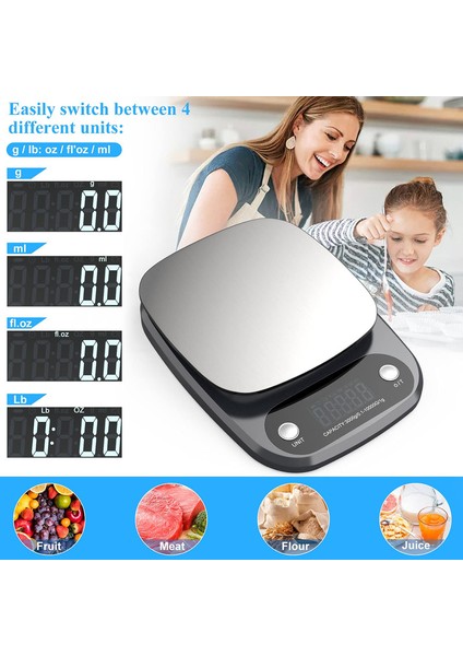 Elektronik Mutfak Terazisi 10 Kg, LCD Ekranlı Hassas Terazi 0,1 G'a Kadar, Pişirme Için Paslanmaz Çelik Gıda Terazisi (Yurt Dışından) modelleri