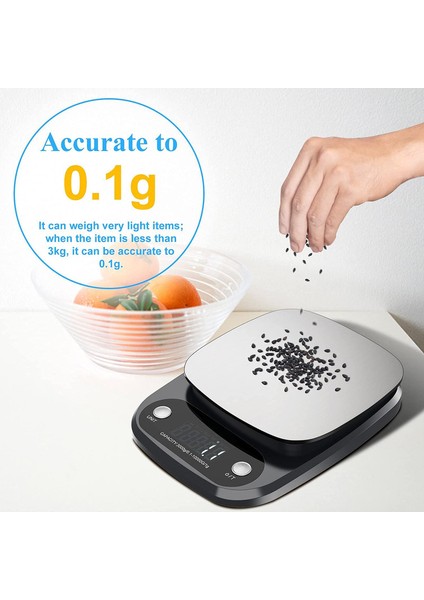 Elektronik Mutfak Terazisi 10 Kg, LCD Ekranlı Hassas Terazi 0,1 G'a Kadar, Pişirme Için Paslanmaz Çelik Gıda Terazisi (Yurt Dışından) fırsatları
