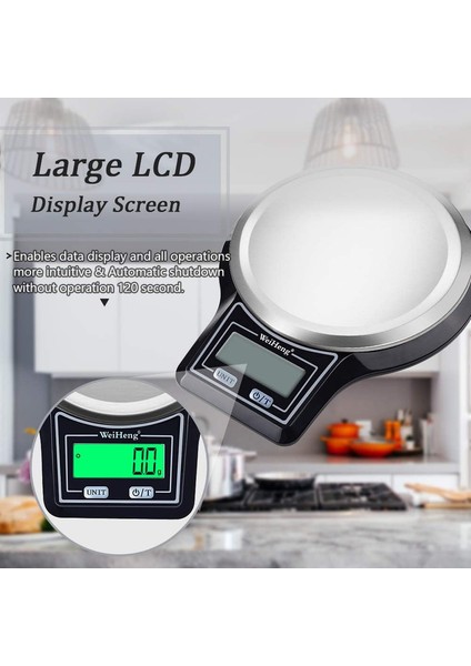 Mutfak Terazisi 5kg/ 0,1g[yükseltme], Yüksek Hassasiyetli Elektronik Gıda Terazisi, Tartım Için Çok Işlevli Paslanmaz Çelik Platform, LCD Ekran, 0,1g'ye Kadar Doğruluk (Yurt Dışından) fırsatları
