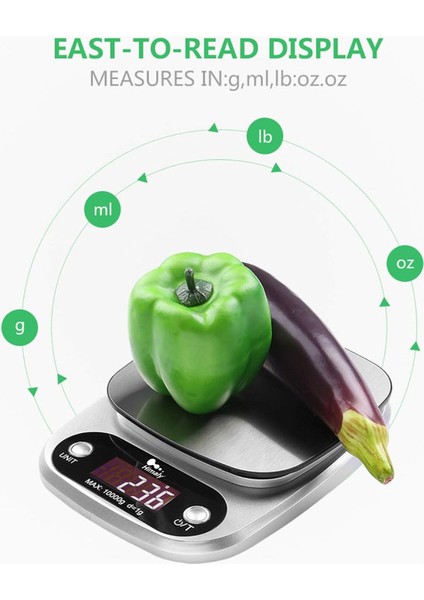 Dijital Mutfak Terazisi - 1 G'dan 10 Kg'a Kadar - Paslanmaz Çelik - Yüksek Hassasiyet - LCD Ekranlı ve Dahil [enerji Sınıfı A+] (Yurt Dışından) modelleri