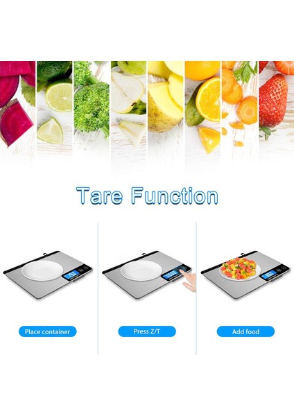 Mutfak Terazisi, Elektronik Mutfak Terazisi (Doğruluk 1G/15KG Kapasite), Dokunmatik Düğmeli Gıda Terazisi, Entegre Cetvel ve Gizli Kanca, 2 Adet Aaa Pil Dahil (Yurt Dışından)