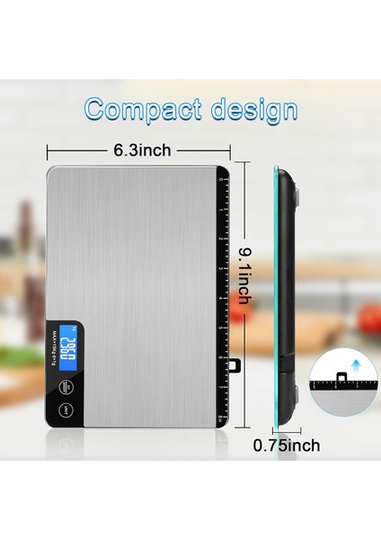 Mutfak Terazisi, Elektronik Mutfak Terazisi (Doğruluk 1G/15KG Kapasite), Dokunmatik Düğmeli Gıda Terazisi, Entegre Cetvel ve Gizli Kanca, 2 Adet Aaa Pil Dahil (Yurt Dışından) modelleri