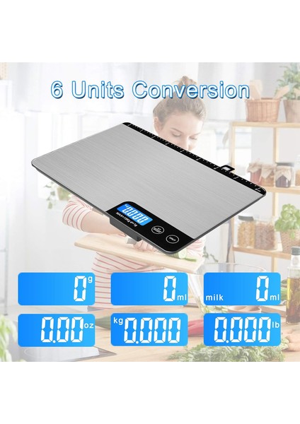 Mutfak Terazisi, Elektronik Mutfak Terazisi (Doğruluk 1G/15KG Kapasite), Dokunmatik Düğmeli Gıda Terazisi, Entegre Cetvel ve Gizli Kanca, 2 Adet Aaa Pil Dahil (Yurt Dışından) indirimleri